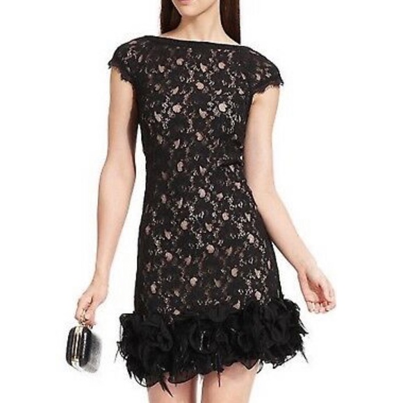 Jessica Simpson Dresses & Skirts - Jessica Simpson Lace Dress w/Ruffle & Feather Hem